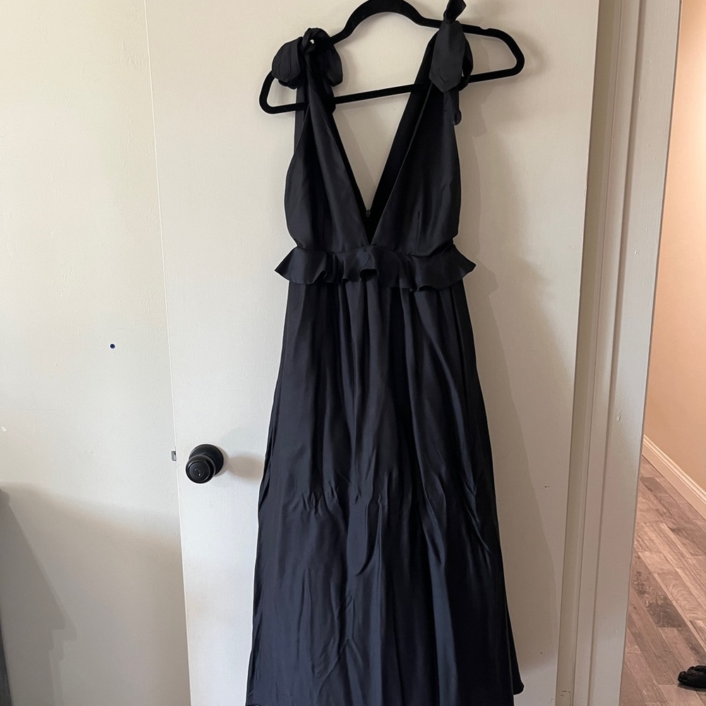 Reiss Black Dress with Bow Straps